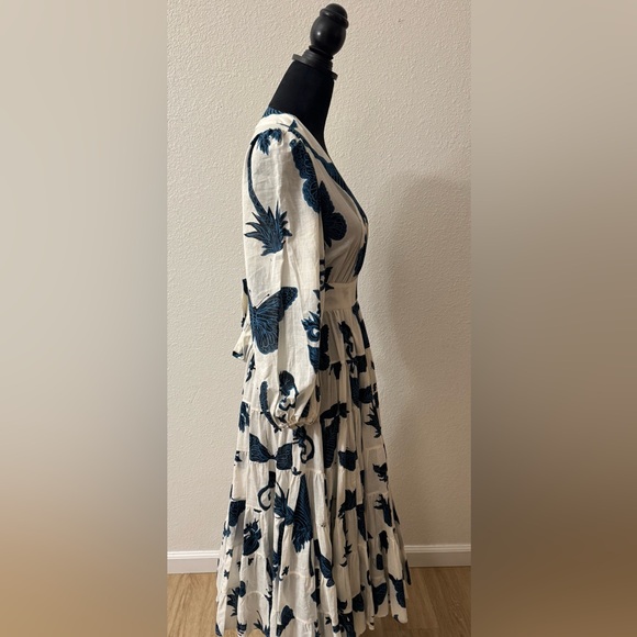 Banana Republic Navy and Cream Floral Wrap Midi Dress - Picture 4 of 10